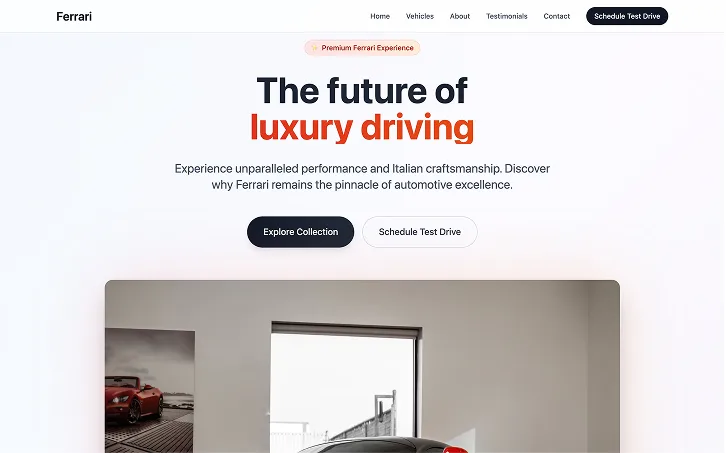 Ferrari luxury car website