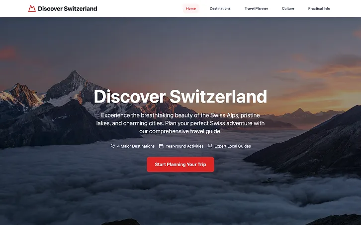 Switzerland travel planner website