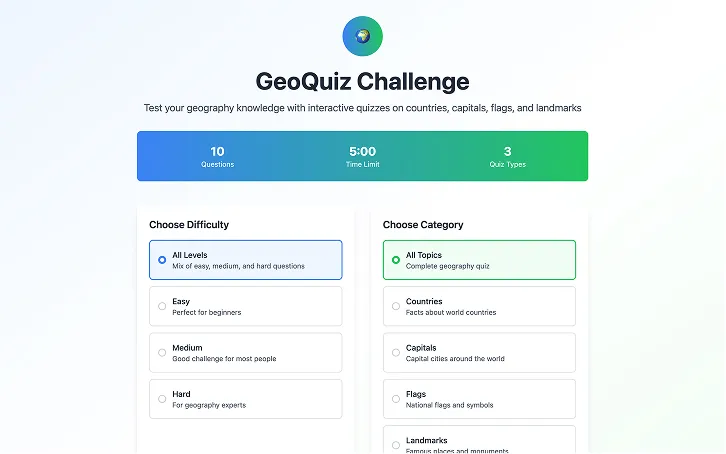 Geoquiz challenge