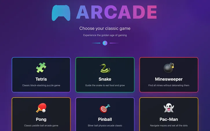 Arcade games website